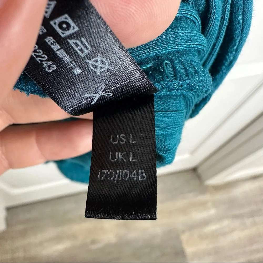 Free People Teal Ribbed Sleeveless Cutout Romper